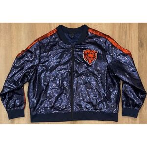 NWOT Women's The Wild Collective Chicago Bears Sequin Ombre Jacket - 2XL